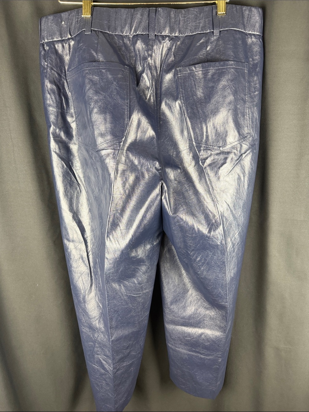 Chico’s Navy Faux Leather Wide Leg Ankle Pants Size 3.5 (18R) - Picture 7 of 9
